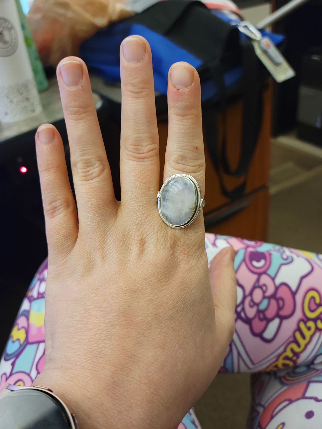 Customer photo review of Sterling Silver Rainbow Moonstone Ring