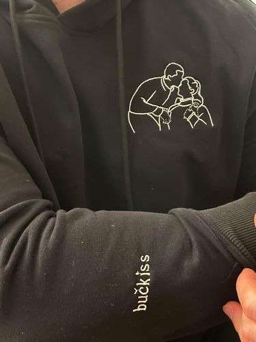 Customer photo review of Personalized Photo Line Drawing Embroidered Hoodie
