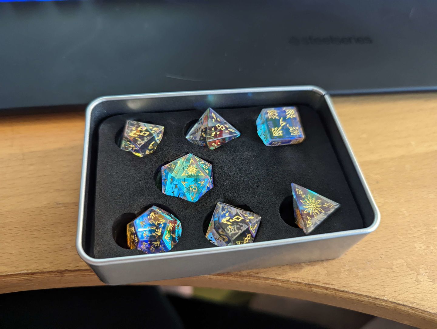 Customer photo review of FROSTBITE PRISM GLASS DICE SET