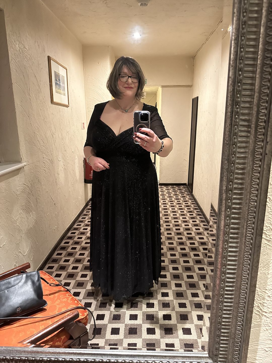 Customer photo review of Elizabeth Multi Glitter Dot Mesh Maxi Gown