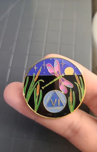 Customer photo review of Dragonfly 9th Step 6 Year Specialty AA Recovery Medallion - Tri-Plated Six Year Chip/Coin