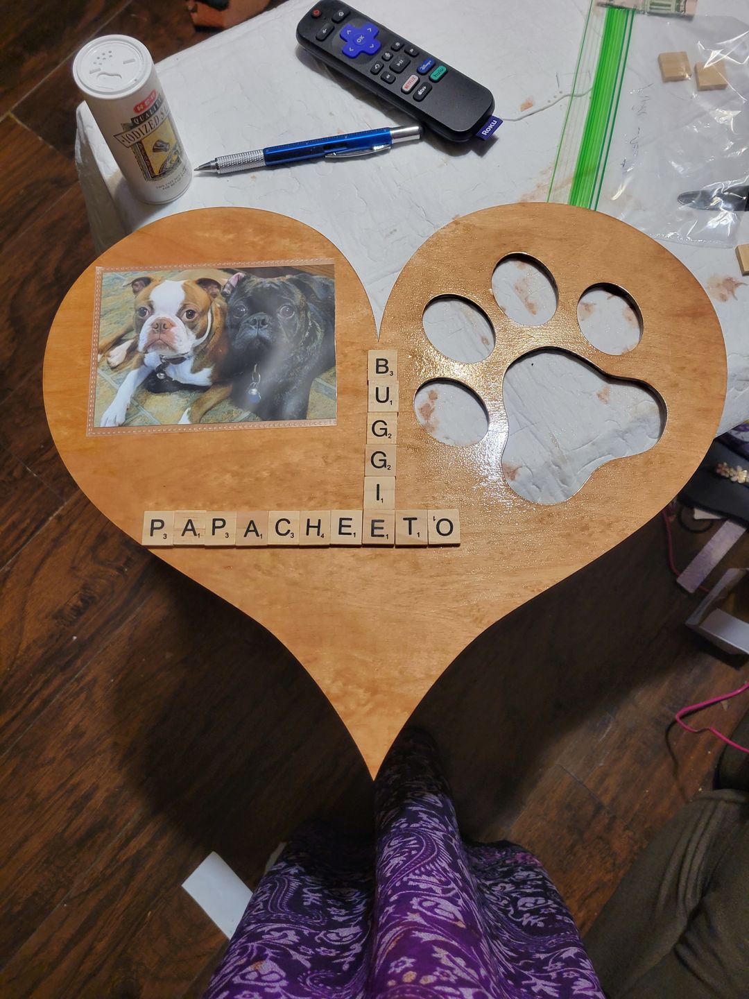 Customer photo review of Unfinished Wood Pawprint Heart Shape - Craft - up to 36"