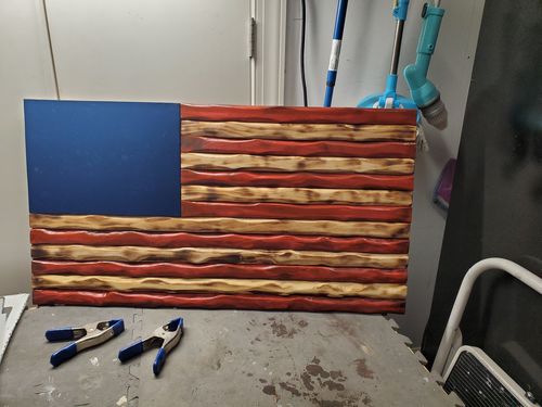 Customer photo review of 50 Star American Flag Metal Stencil (14 gauge steel)