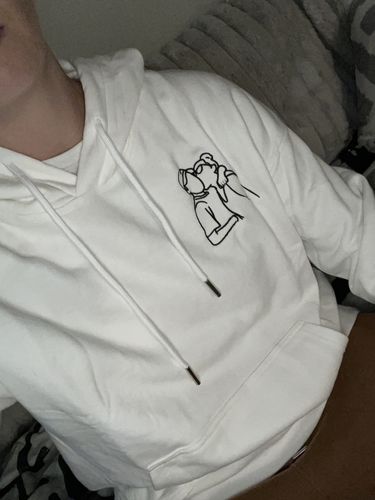 Customer photo review of Personalized Photo Line Drawing Embroidered Hoodie