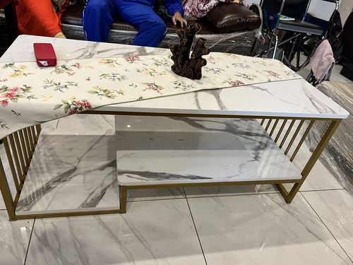 Customer photo review of Luxury Two Layer Living Room Table with Gold Metal Frame