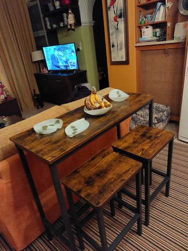 Customer photo review of Tραπέζι Μπαρ Κουζίνας Με 2 Σκαμπό Σετ Τραπεζαρία σαλόνι vintage καφέ  LB-T218B01