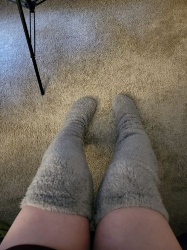 Customer photo review of Cozy Knee-High Slippers