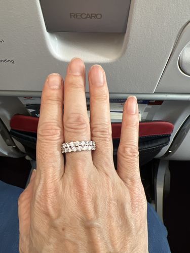 Customer photo review of Louily Eternity Round Cut Simulated Diamond Wedding Band In Sterling Silver