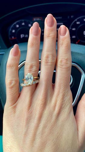 Customer photo review of Louily Eternity Round Cut Simulated Diamond Wedding Band In Sterling Silver