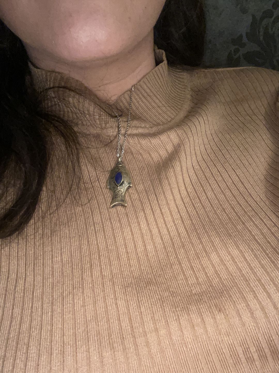 Customer photo review of Vintage lapis 925 silver plated necklace