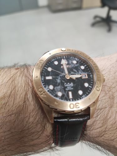 Customer photo review of Aquacy Bronze CuSn8 Men's Marble Automatic Watch with Leather  200M