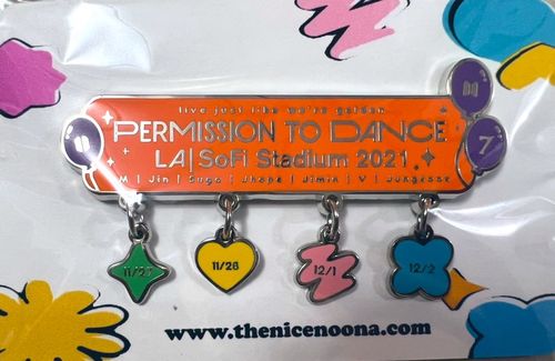 Customer photo review of BTS Permission To Dance LA Concert Enamel Pins