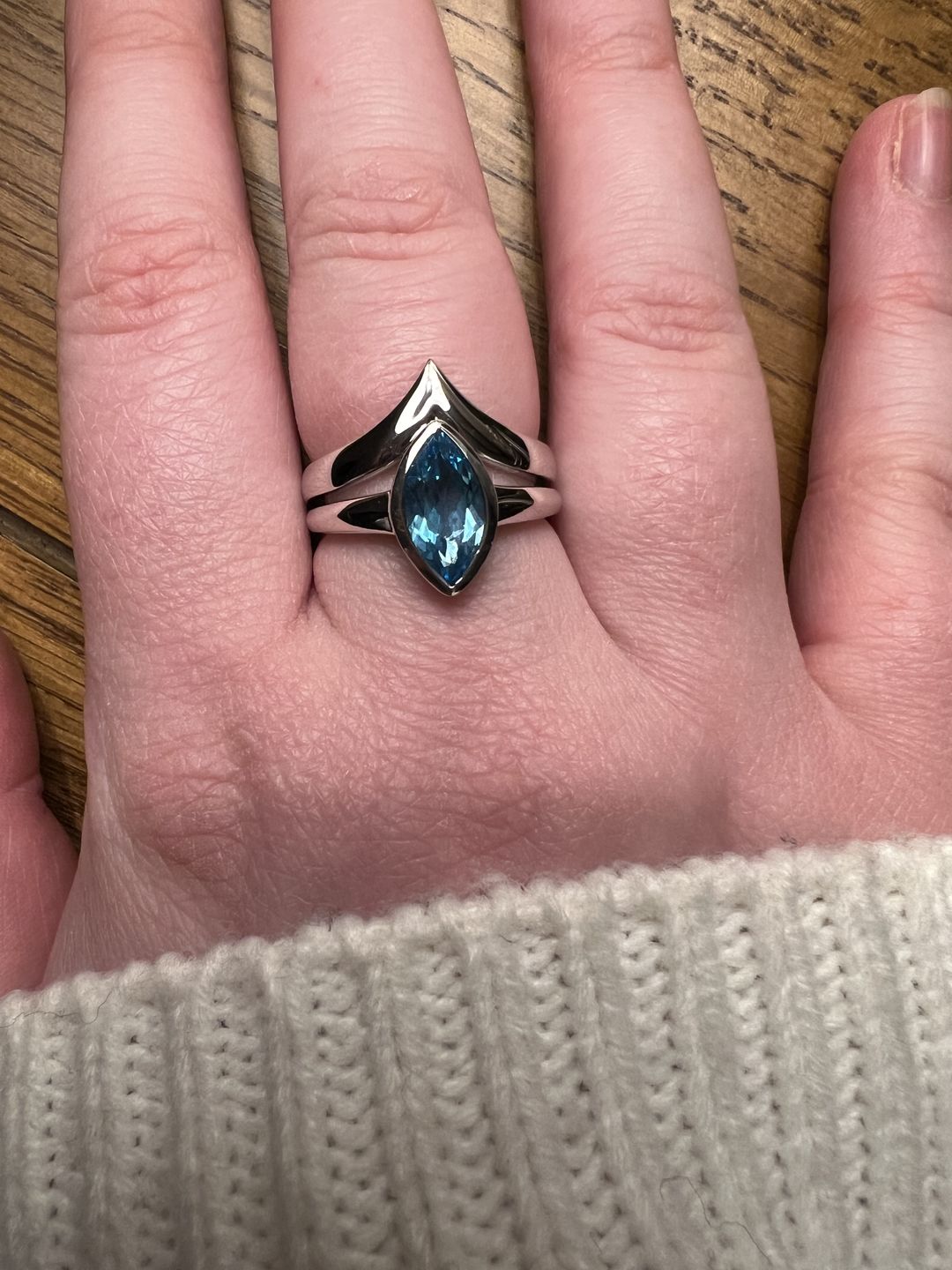 Customer photo review of Grecian Wishbone Stacking Ring