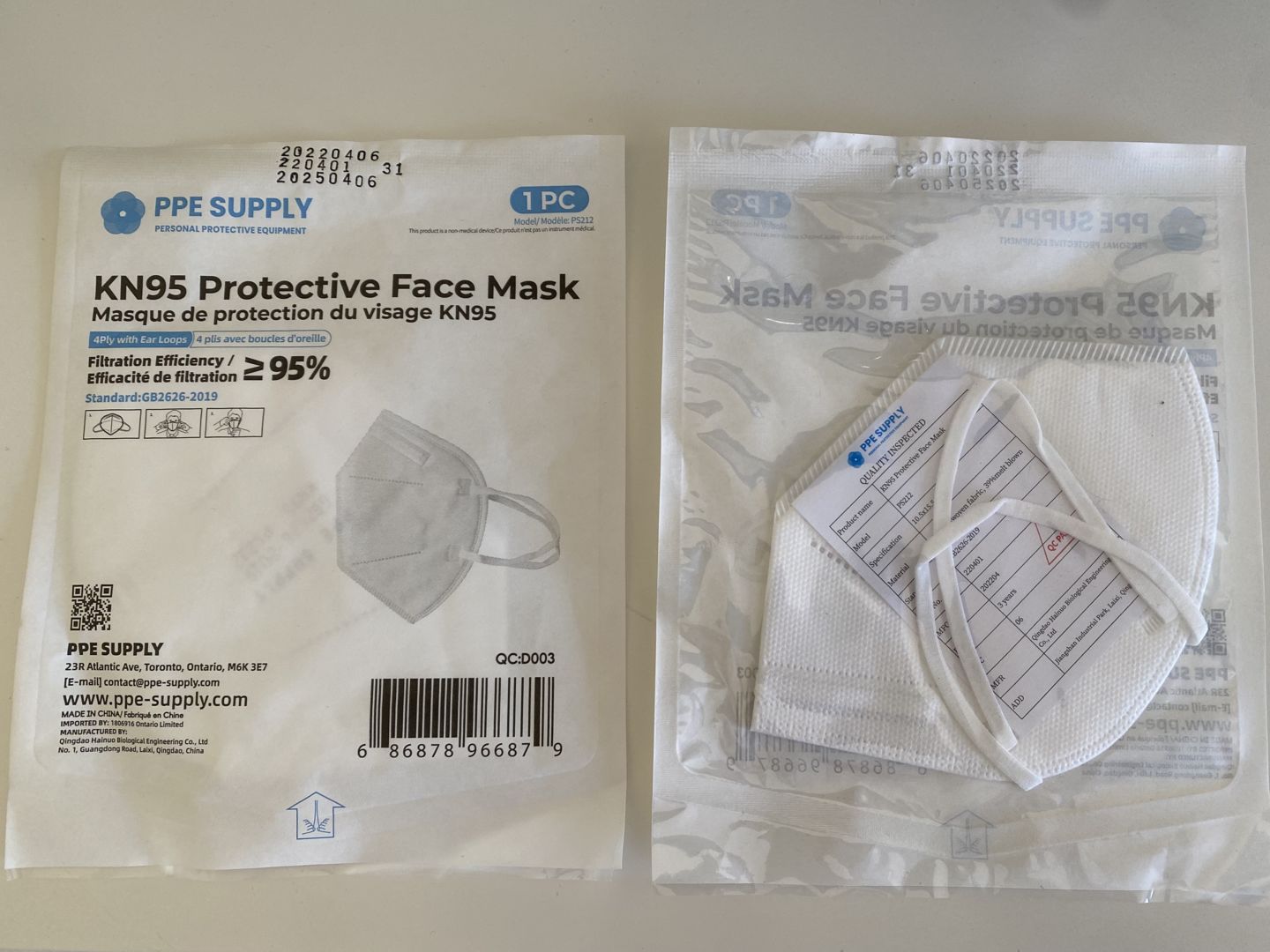 Customer photo review of KN95 Respirator Face Mask Individually Sealed (Cone Shape)