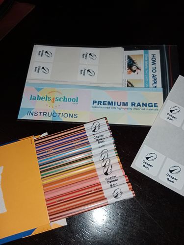 Customer photo review of Wrap-around Pencil & Pen Labels