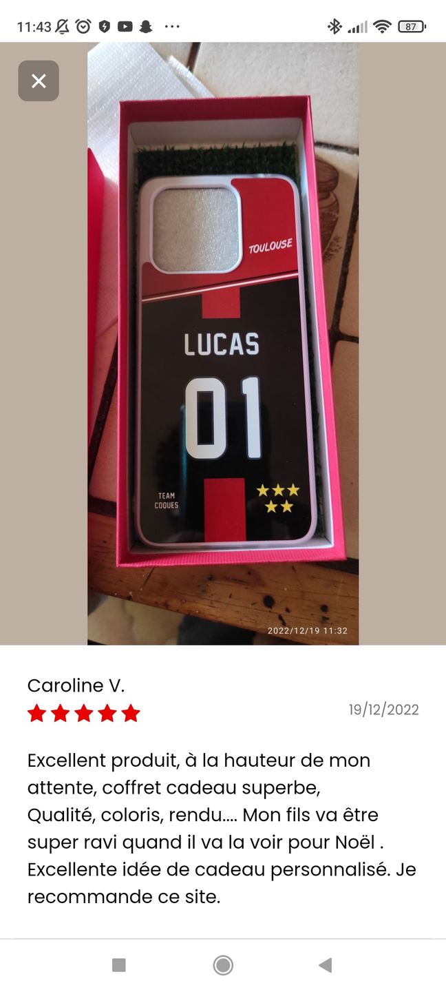 Customer photo review of Coque rugby TOULOUSE RUGBY personnalisable - TEAMCOQUES