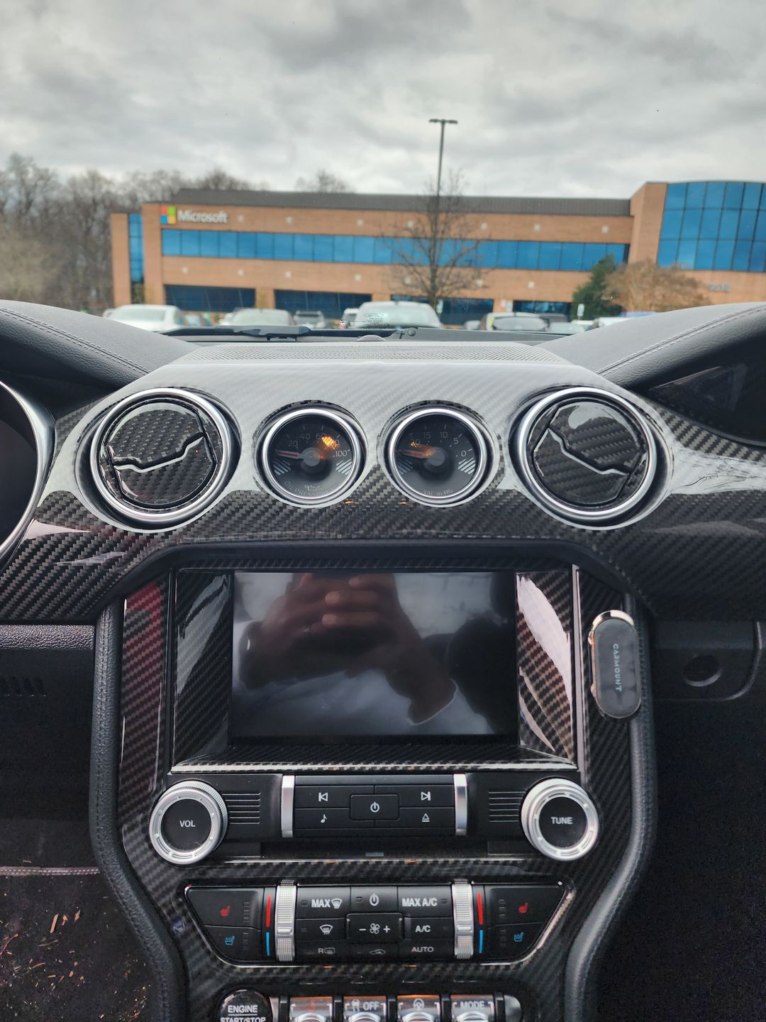 Customer photo review of DynaCarbon™️ Carbon Fiber Mid Air Vent Outlet Trim Overlay for Ford Mustang 2015-2022