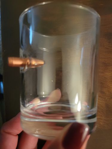 Customer photo review of .308 Real Bullet Old Fashioned Whiskey Rocks Glass