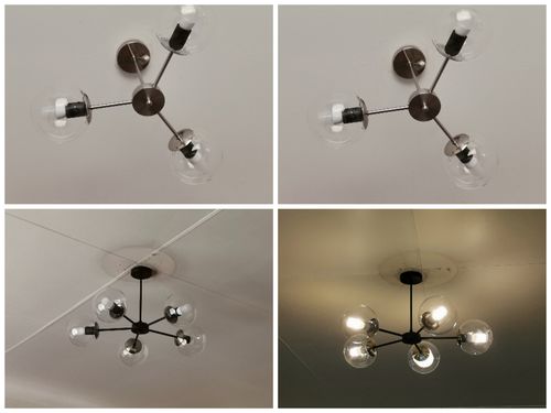 Customer photo review of Clover Chandelier 3 Light Black or Chrome