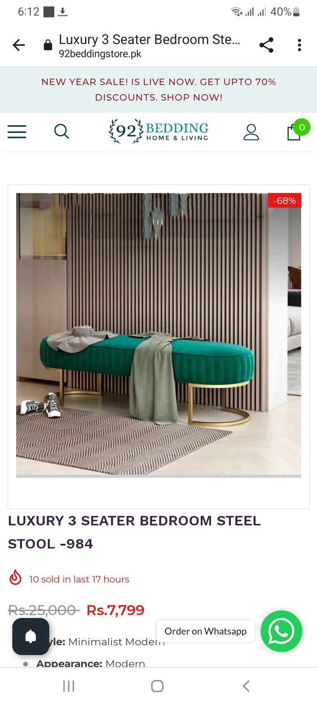 Customer photo review of 3 Seater Luxury Wooden Stool With Steel Stand -479