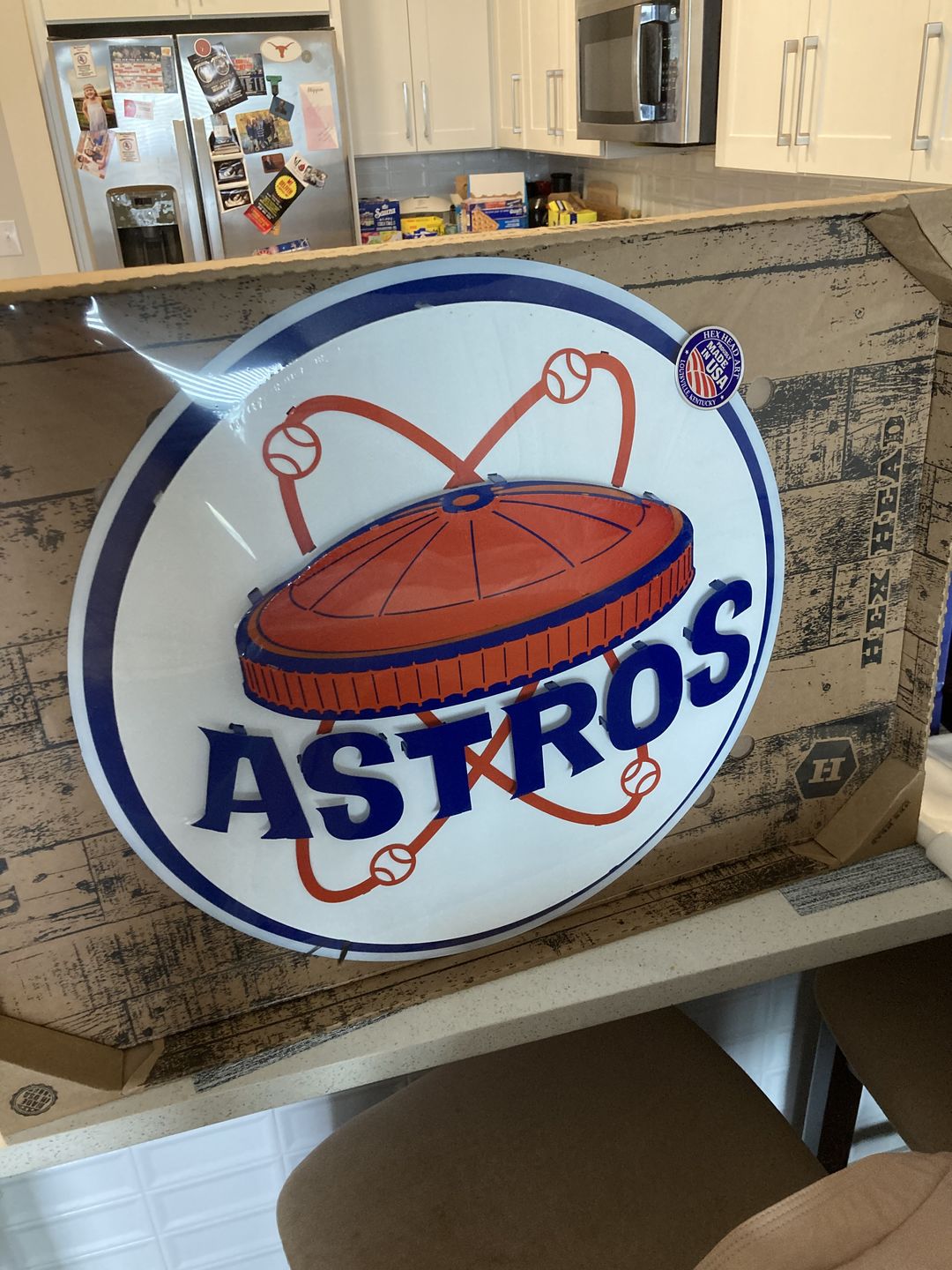 Customer photo review of Houston Astros Throwback "ASTRODOME 1972" 3D Vintage Metal Wall Art