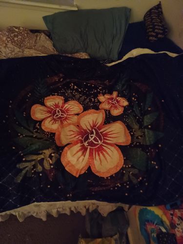 Customer photo review of Spring Equinox Hooded Blanket