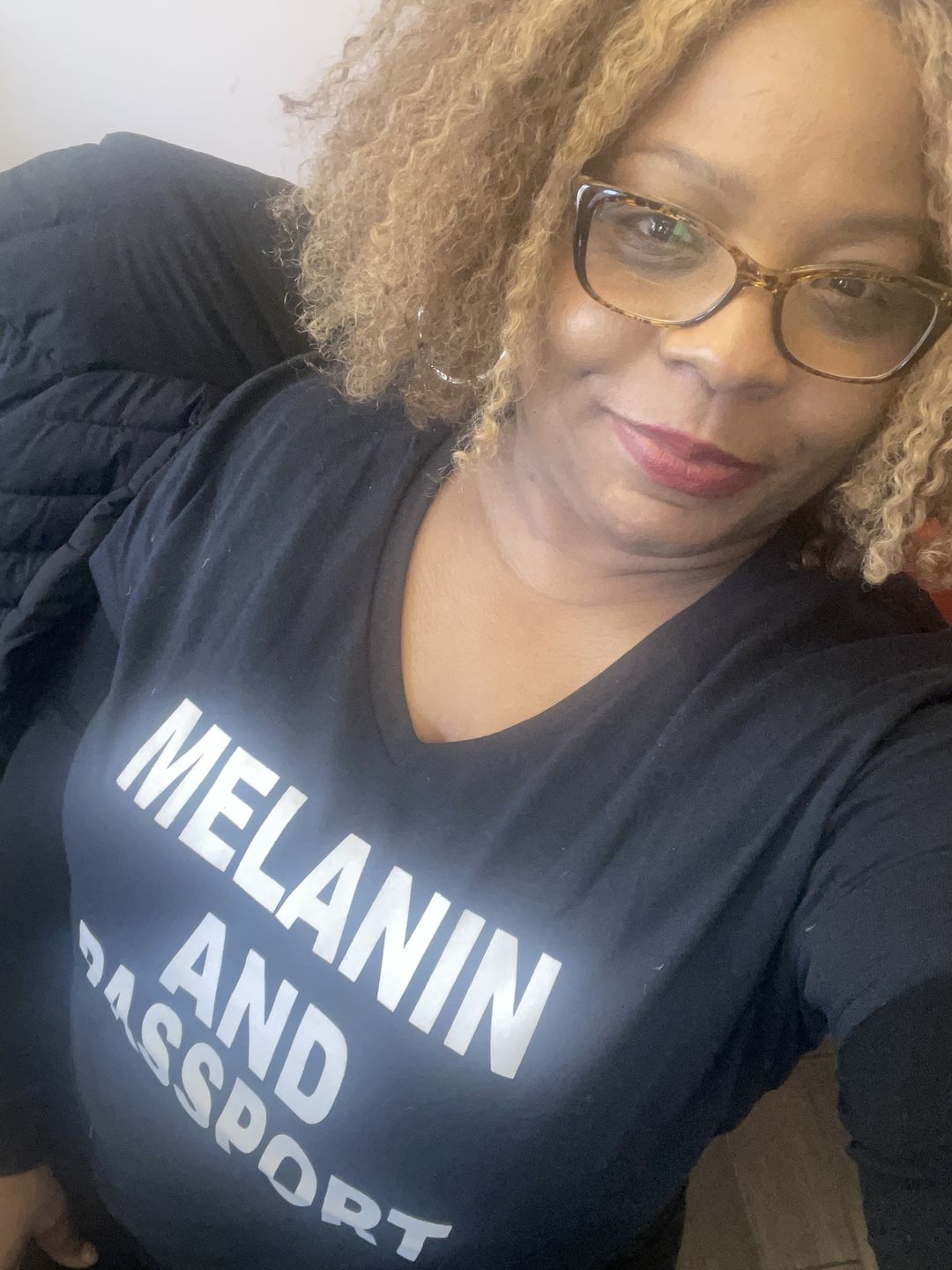 Customer photo review of Melanin and Passport Short Sleeve T-shirt