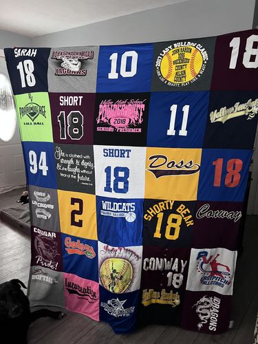 T-shirt quilt featuring wildcats, cougars by Kristie from KY