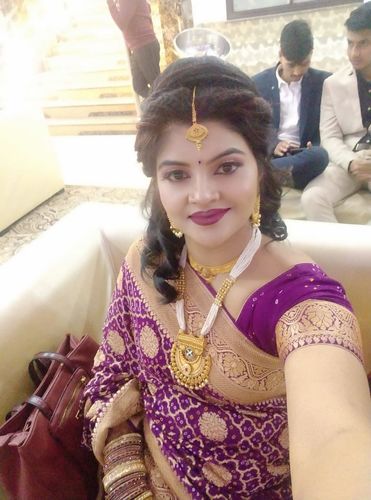 Customer photo review of Rubans 24K Gold Plated Long Temple Necklace Set With Beads Design.