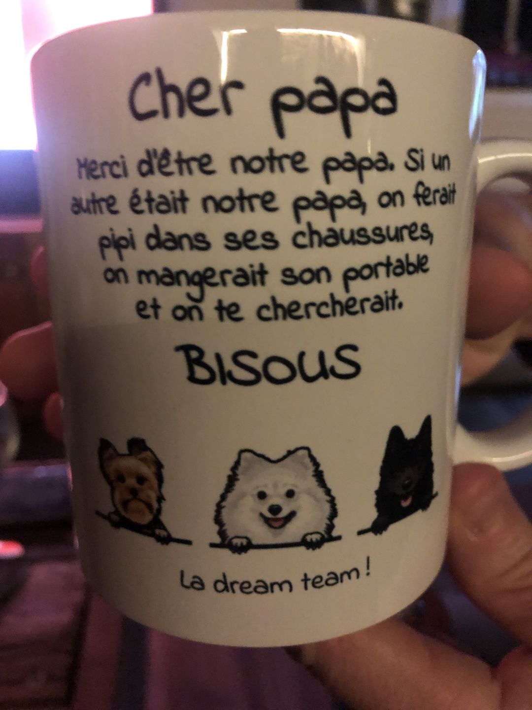 Customer photo review of Cher papa (chien) - Mug personnalisé