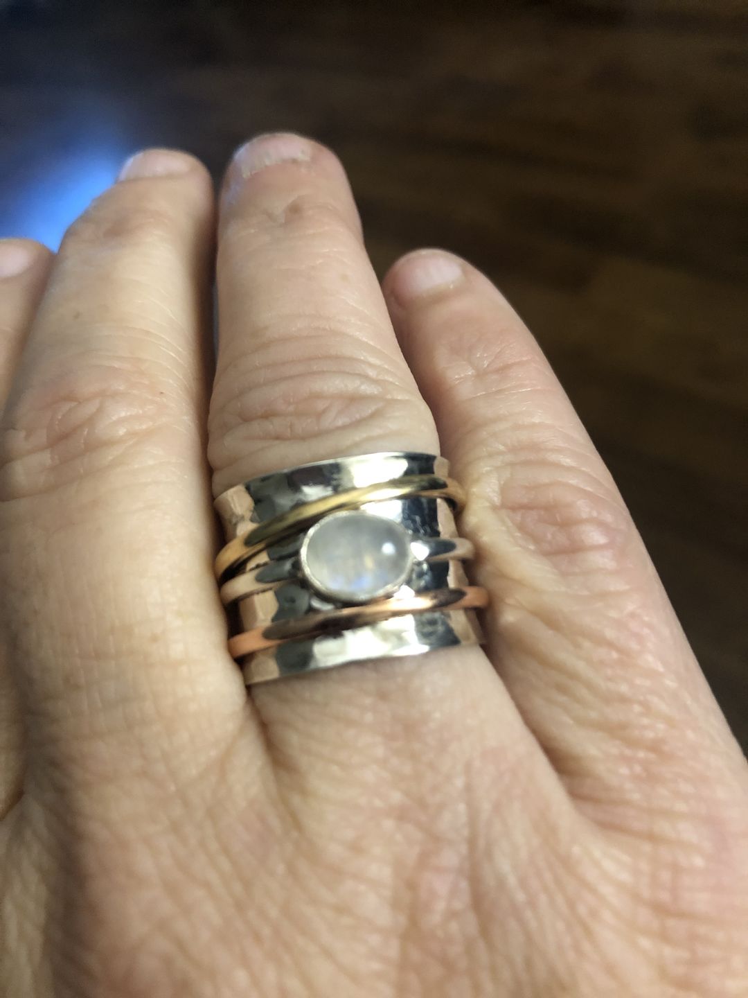 Customer photo review of Chunky Spinner Ring with Moonstone Sterling Silver