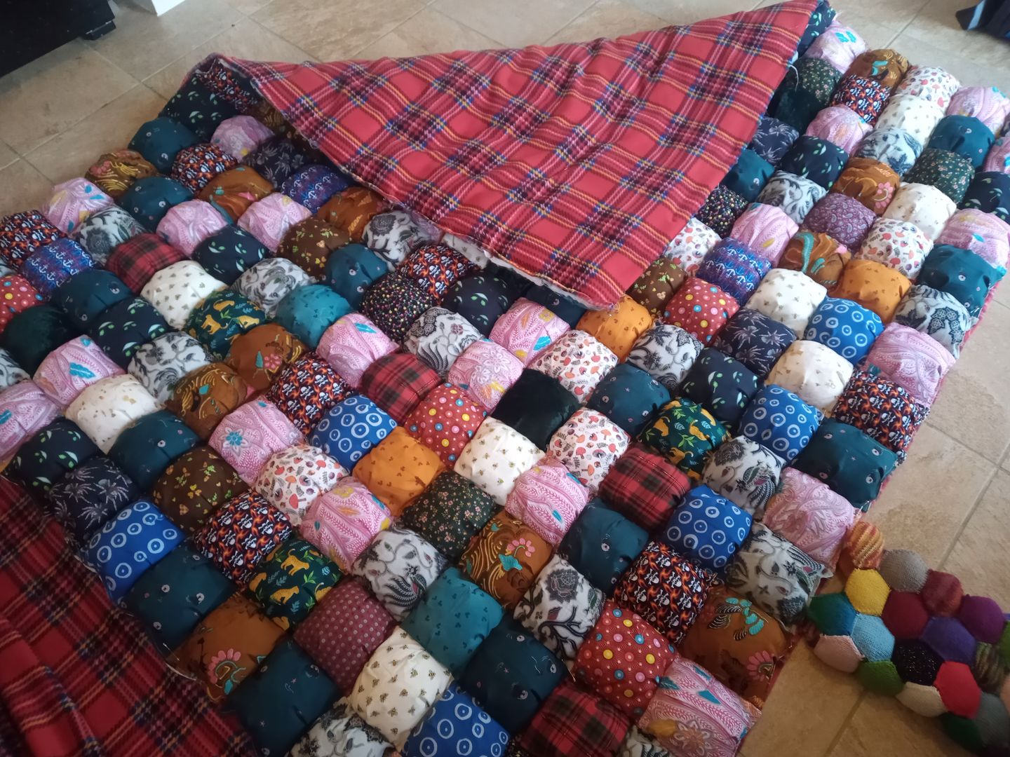 Customer photo review of Red Checkered Anti Pill Polar Fleece Fabric
