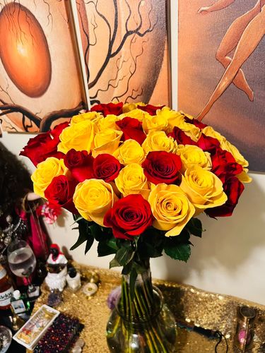 Customer photo review of Yellow & Red Bouquet