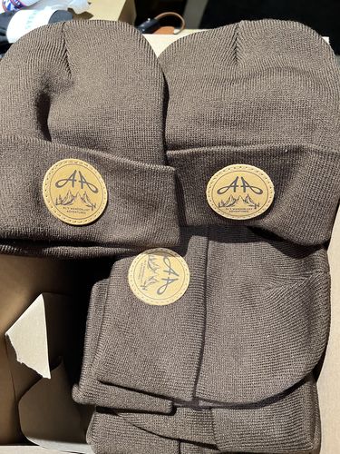Customer photo review of Custom Leather Patch Beanie