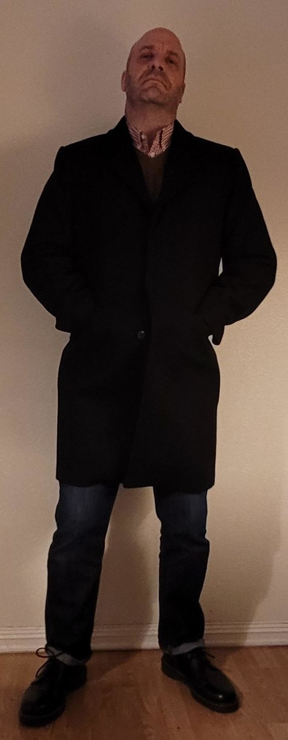 Customer photo review of Mens Overcoat in Wool - Black