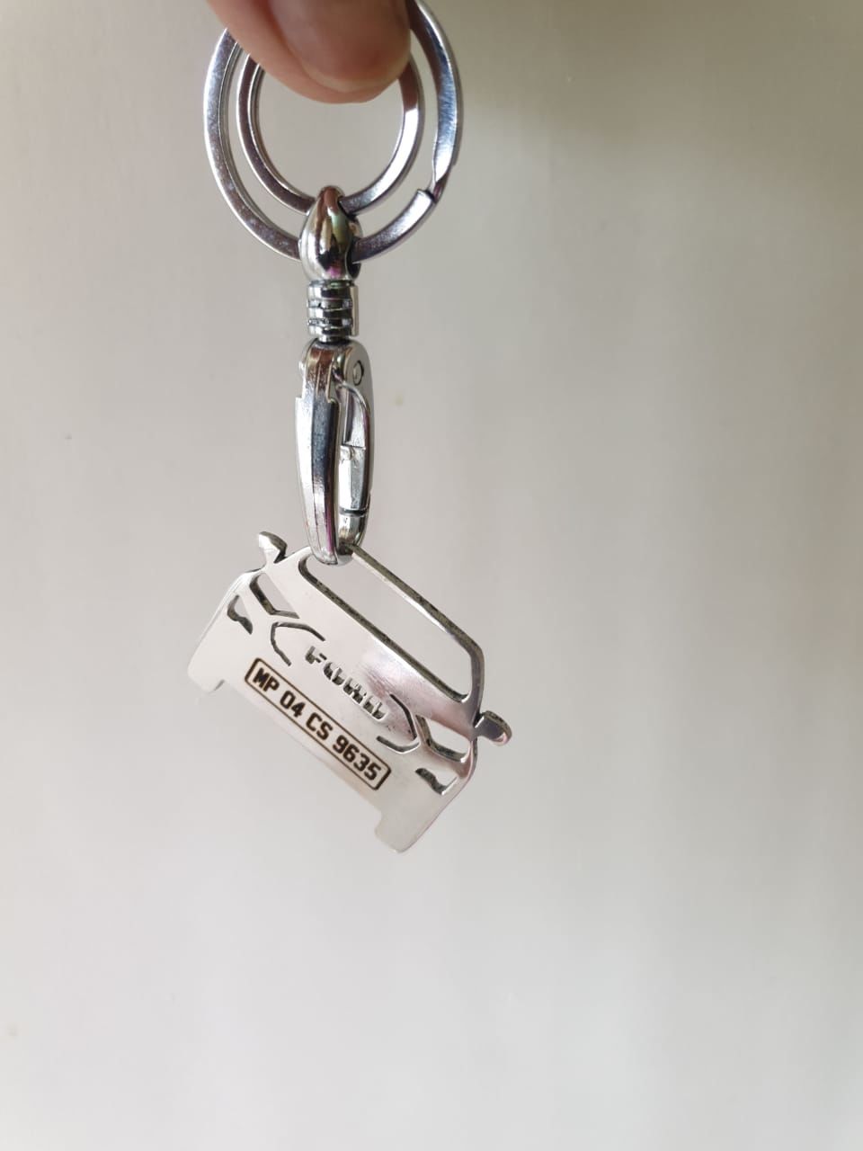 Customer photo review of Personalised Number Plate Car Keychain