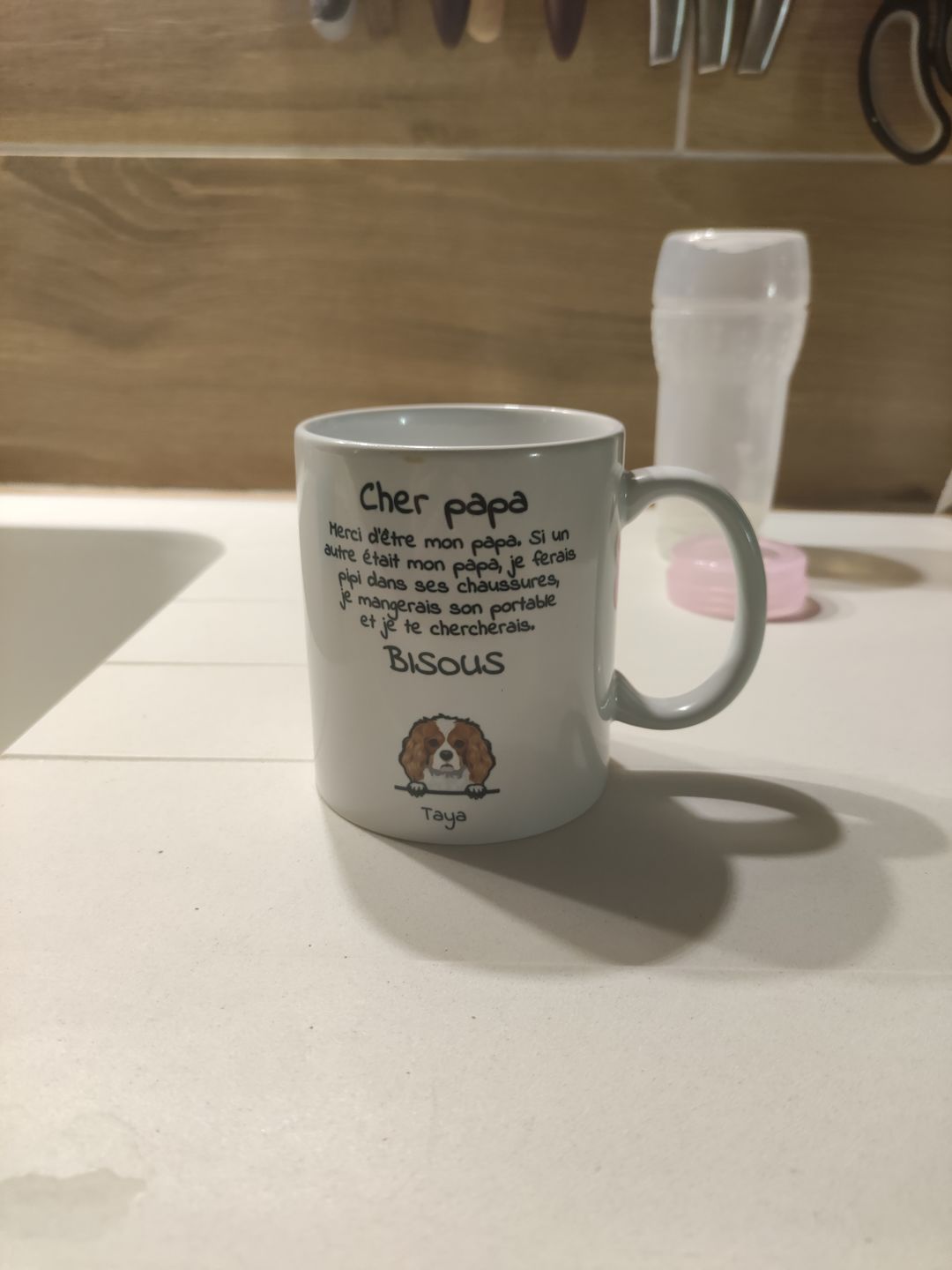 Customer photo review of Cher papa (chien) - Mug personnalisé