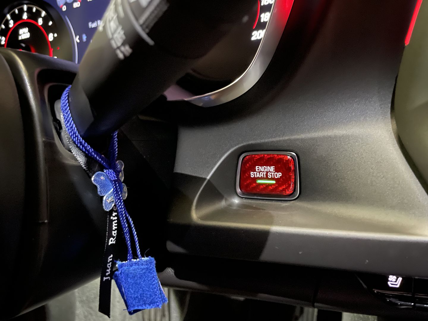 Customer photo review of CARBON FIBER PUSH START BUTTON COVER WITH LIGHT CUT OUT (BLACK/RED/BLUE) for 2016-2023- CAMARO/2014-2019 C7 CORVETTE