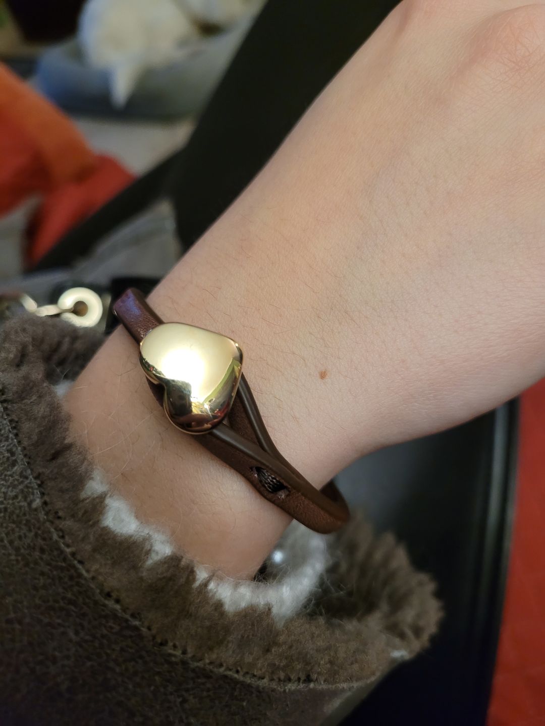 Customer photo review of Bracciale pelle Cuore Mio Oro Tulsi