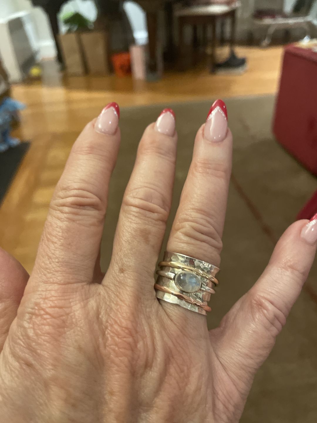 Customer photo review of Chunky Spinner Ring with Moonstone Sterling Silver
