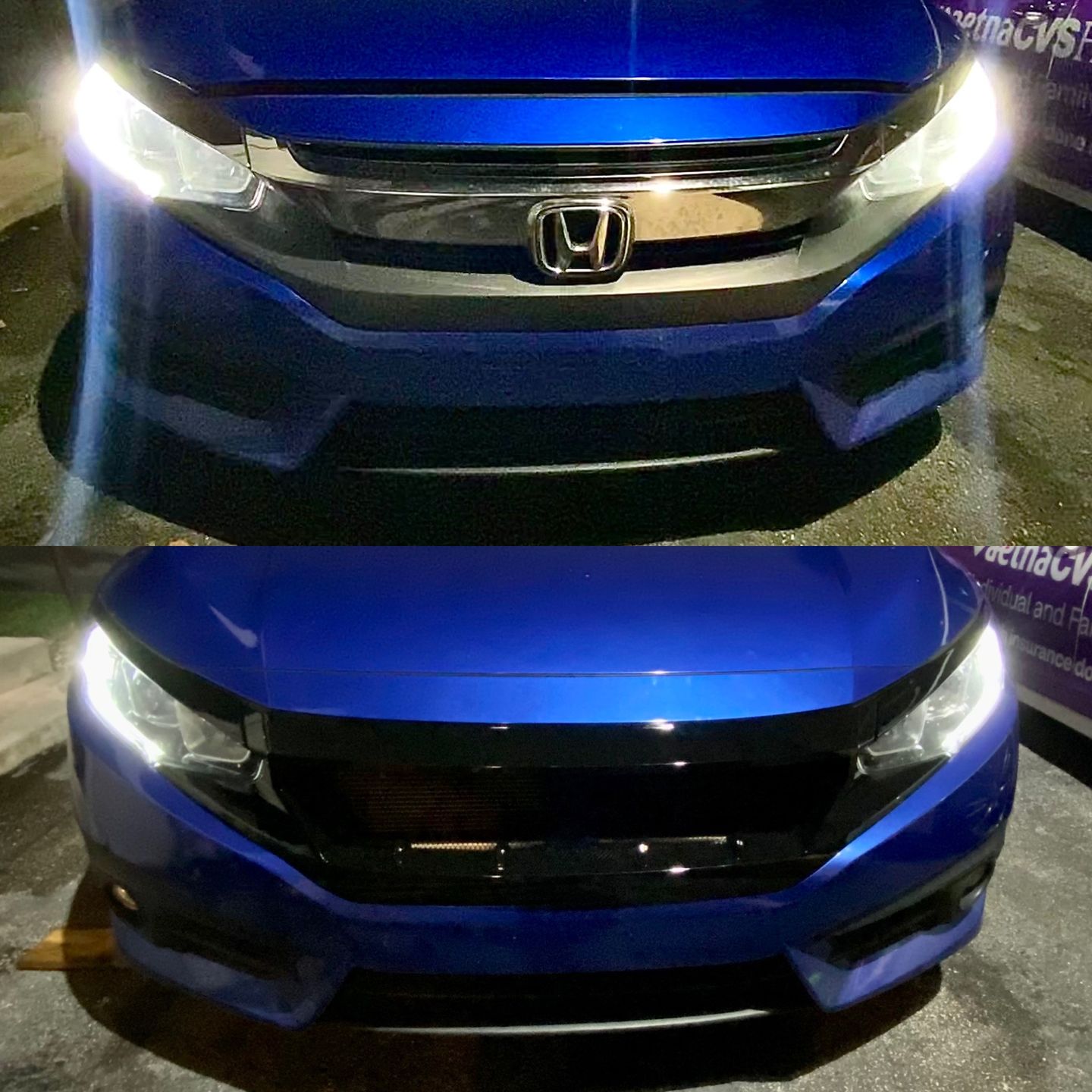 Customer photo review of Sports Grille w/ Steel Mesh - Glossy Black for 16-21 Honda Civic Sedan/Hatchback/FK8