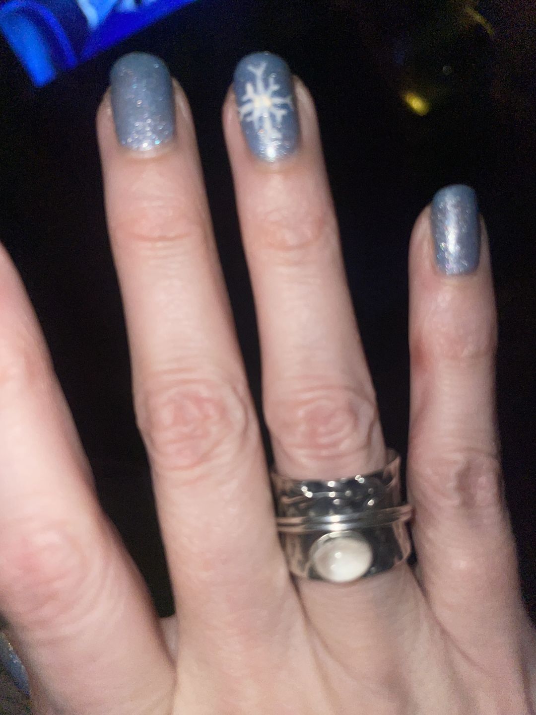 Customer photo review of Aquamarine Leaf Spinner ring Sterling Silver