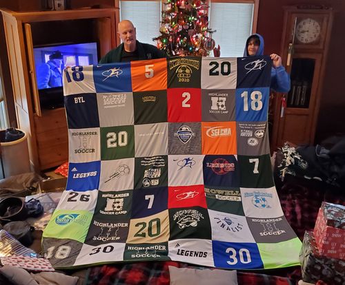 T-shirt quilt featuring highlander soccer by Steven from MI