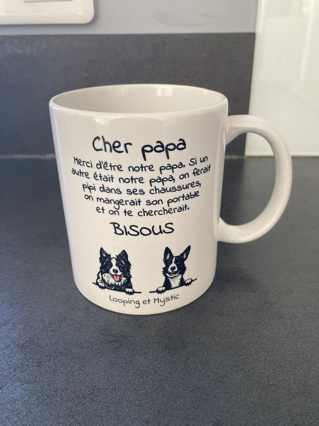 Customer photo review of Cher papa (chien) - Mug personnalisé