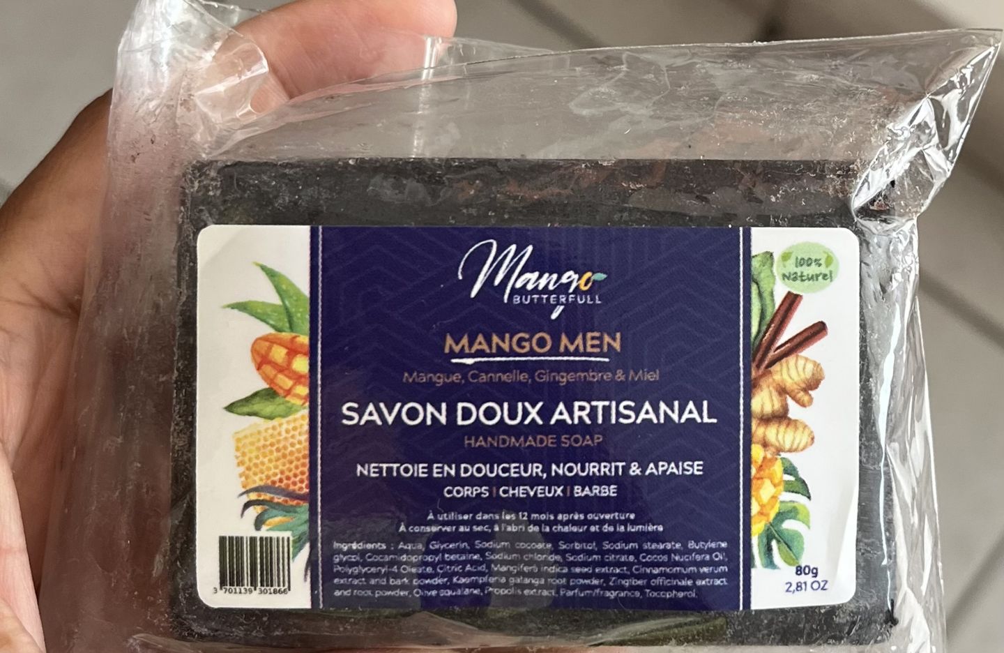 Customer photo review of Savon doux artisanal Cannelle & Gingembre