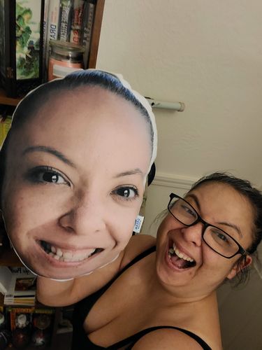 Customer photo review of Create A Custom Face Pillow