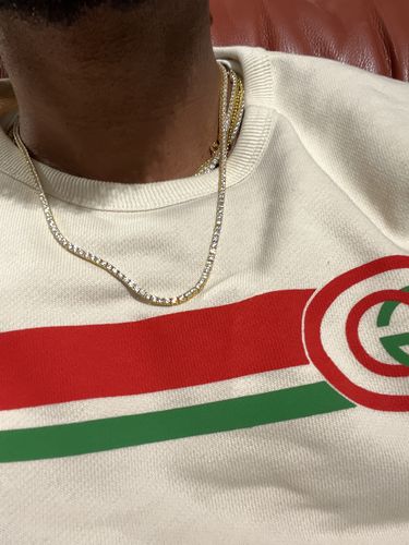 Customer photo review of 925 Silver 3mm CZ Gold Tennis Chain