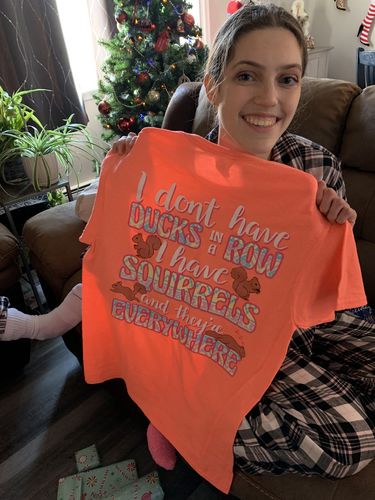 Customer photo review of Squirrels Everywhere - Bright Coral