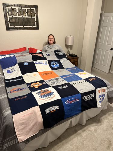 T-shirt quilt featuring wolverines, pepperdine university by Kimberly from TX