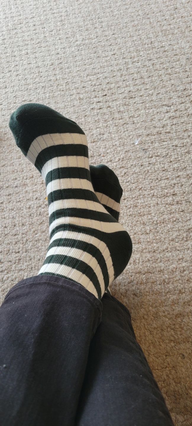 Customer photo review of Retro Striped Cotton Socks - Black/White